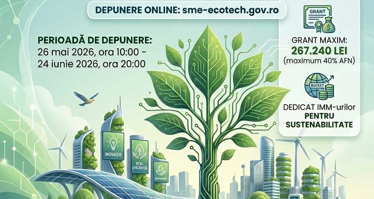 Programul SME ECO-TECH se lansează pe 26 mai 2026